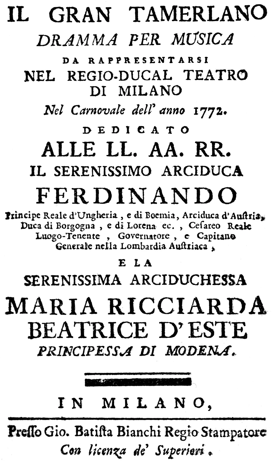 Il gran Tamerlano