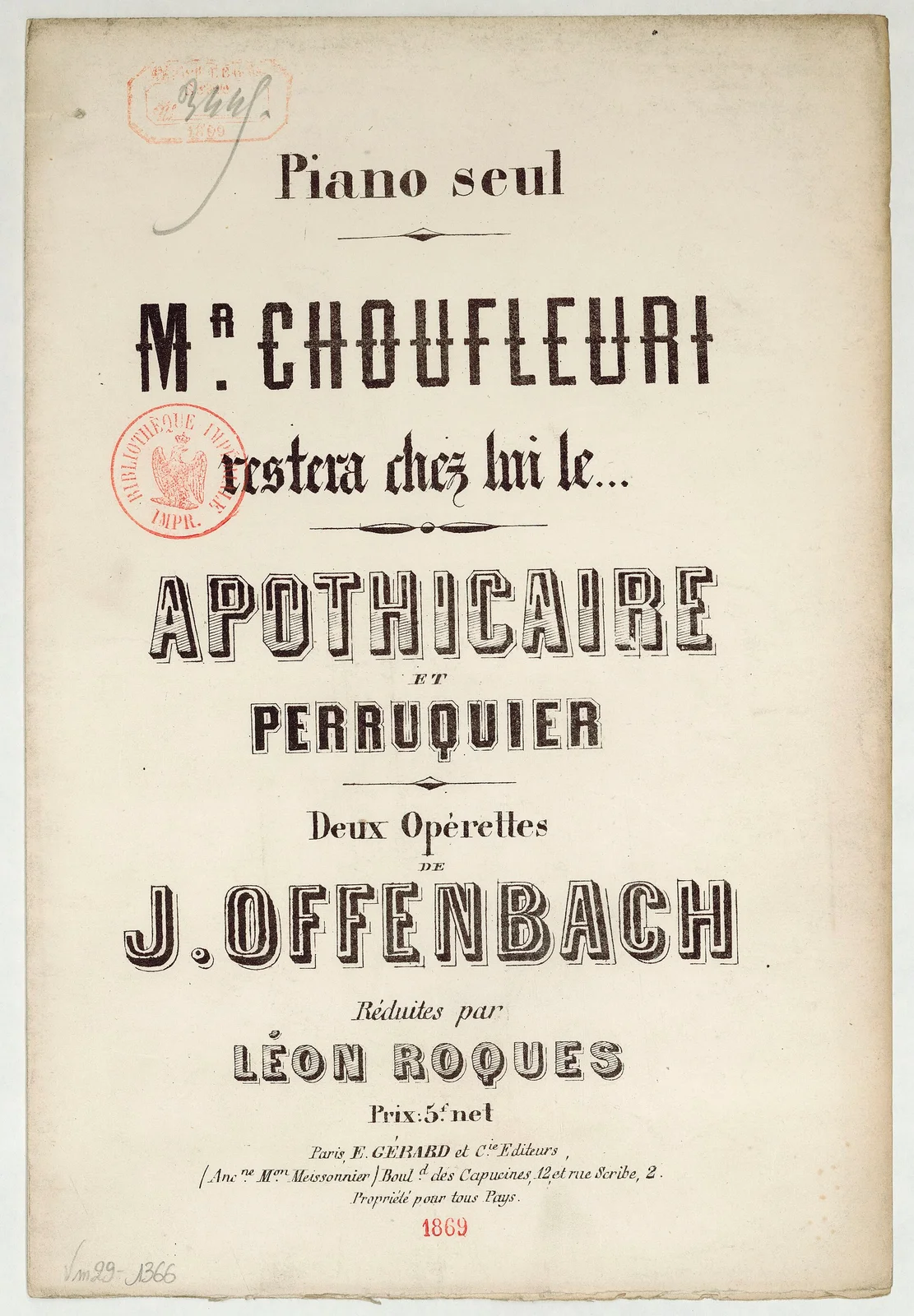 M. Choufleuri restera chez lui le . . .